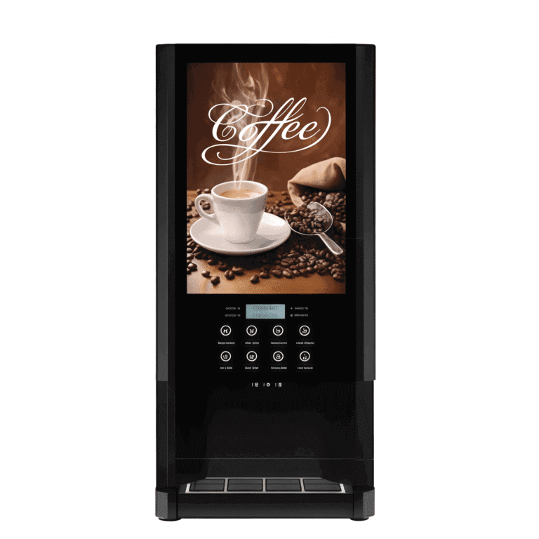 Tech coffee vending machine for quick beverage service.