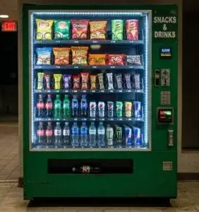 LED Lighting inside a green vending machine