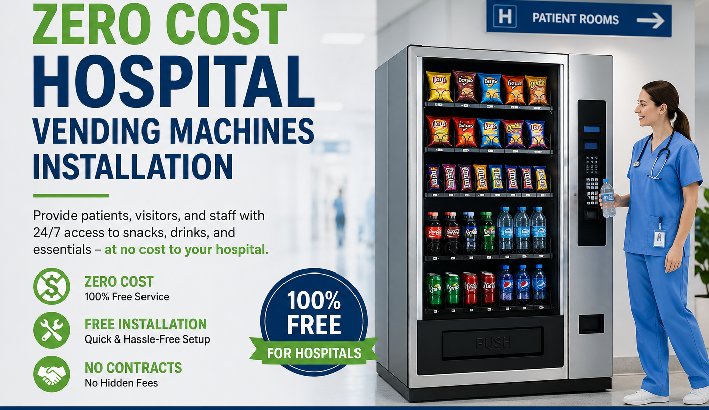 Zero cost hospital vending machines installation
