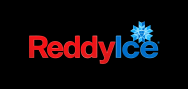 Reddy Ice logo displayed on a vending machine for ice sales.